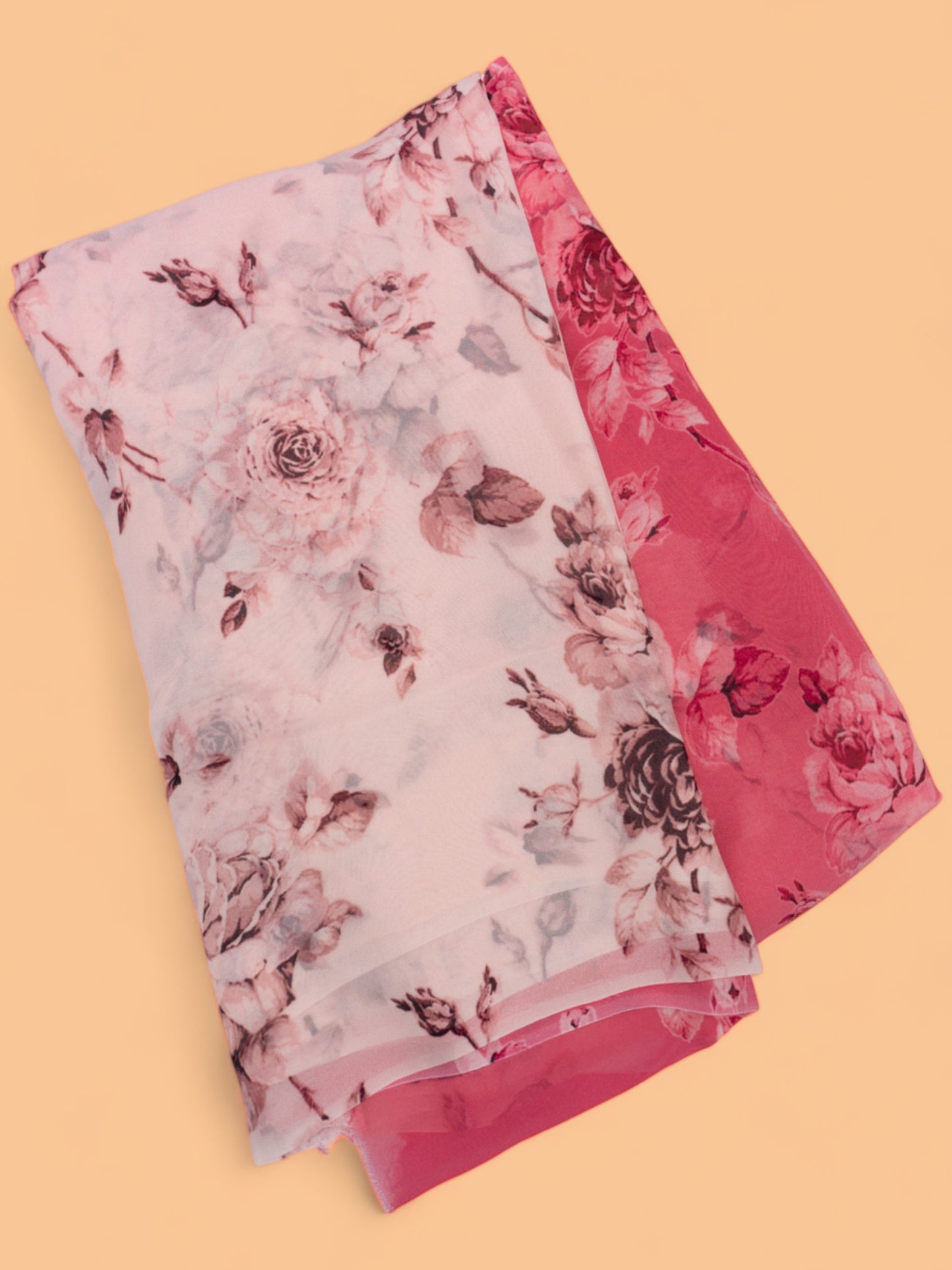 Satin Georgette Floral Printed Pink Saree