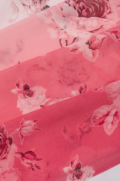Satin Georgette Floral Printed Pink Saree