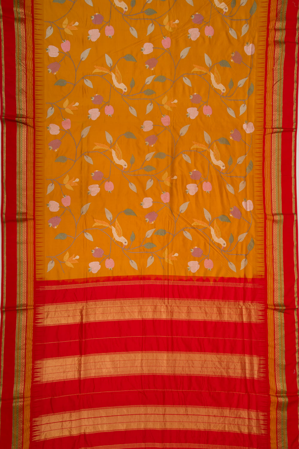 Soft Silk Embroidery Mustard Yellow Saree