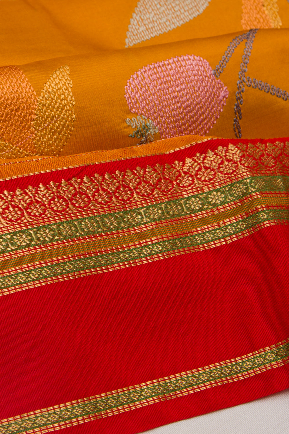 Soft Silk Embroidery Mustard Yellow Saree