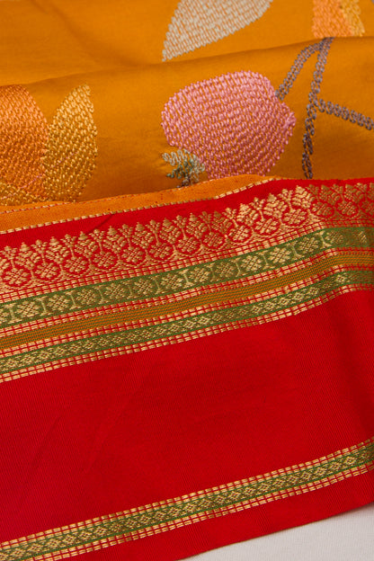 Soft Silk Embroidery Mustard Yellow Saree