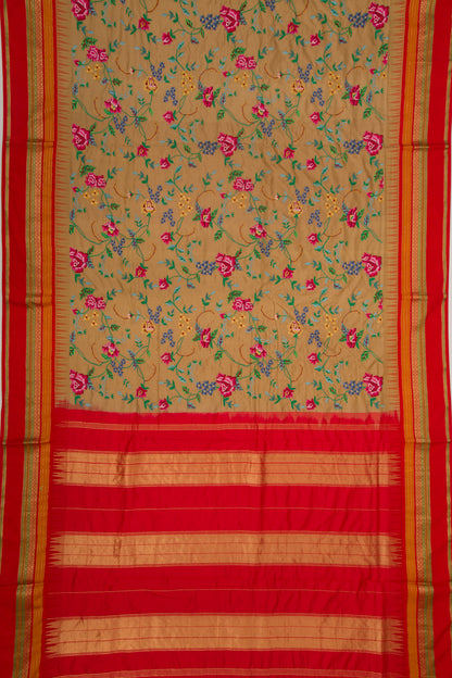 Tussar Embroidery Snuff Saree