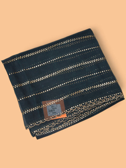 Organza Horizontal Lines Dark Blue Saree