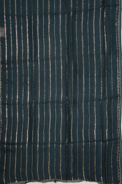 Organza Horizontal Lines Dark Blue Saree