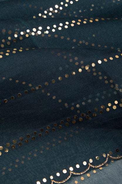 Organza Horizontal Lines Dark Blue Saree