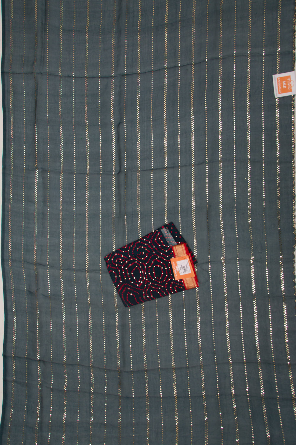 Organza Horizontal Lines Dark Blue Saree