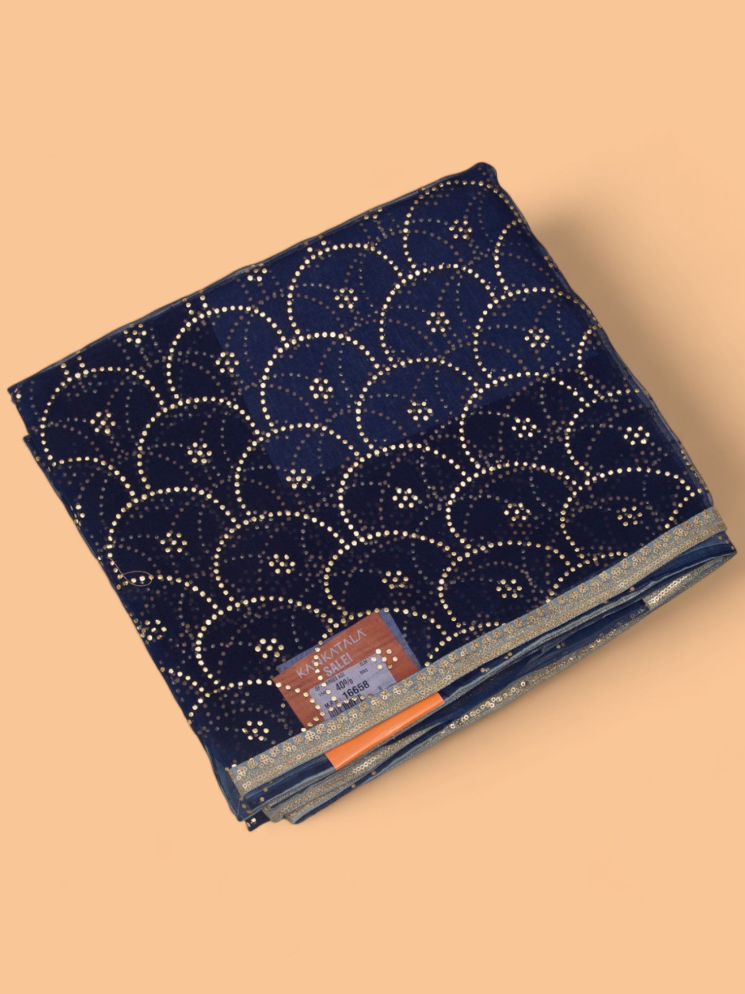 Organza Brocade Dark Blue Saree