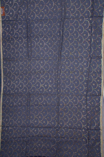 Organza Brocade Dark Blue Saree