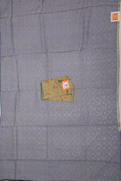 Organza Brocade Dark Blue Saree