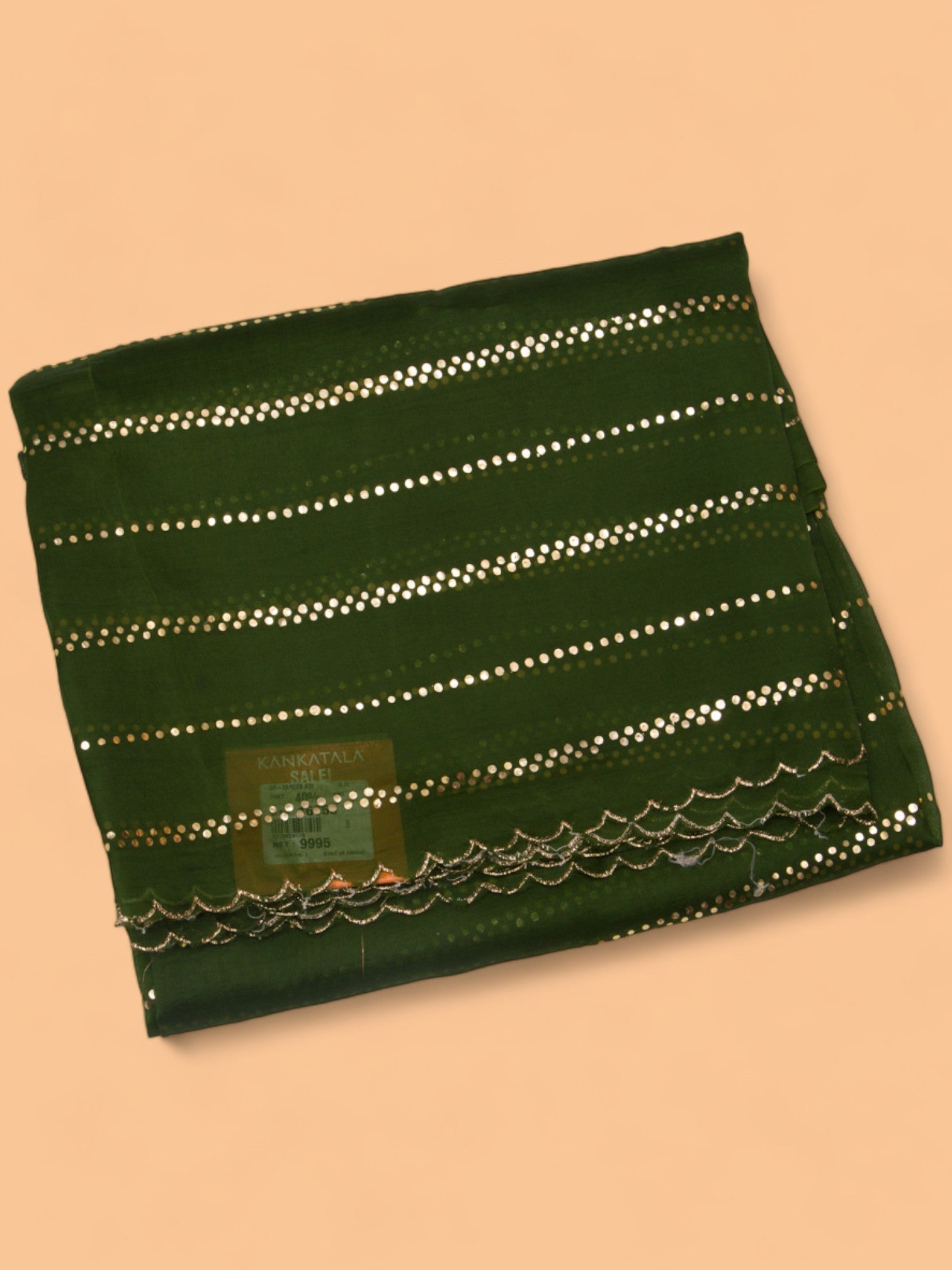 Organza Silk Horizontal Lines Green Saree