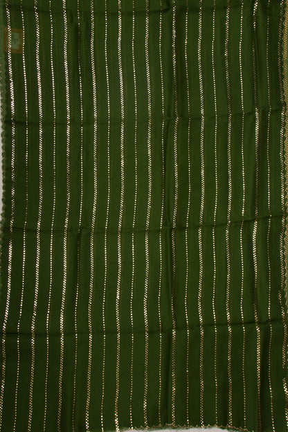 Organza Silk Horizontal Lines Green Saree