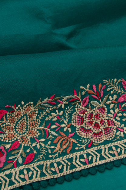 Organza Silk Plain Sea Green Saree