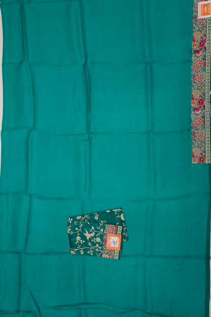 Organza Silk Plain Sea Green Saree