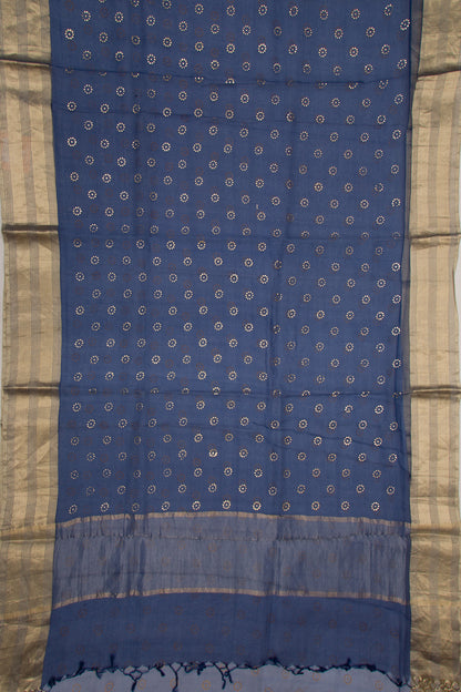 Organza Brocade Blue Saree