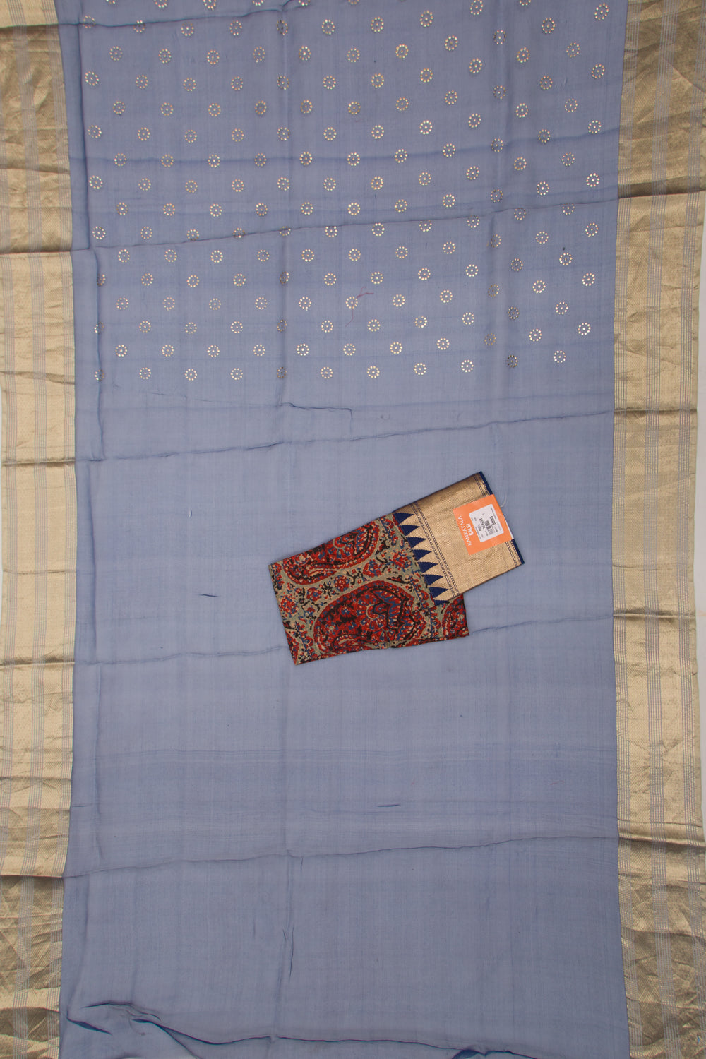Organza Brocade Blue Saree