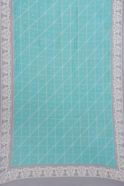 Satin Georgette Printed Sea Green Saree