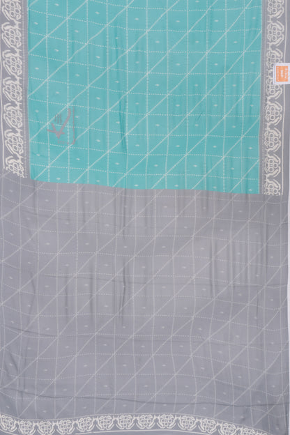 Satin Georgette Printed Sea Green Saree