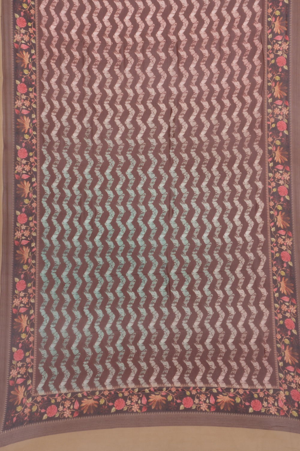 Satin Georgette Printed Brown Saree