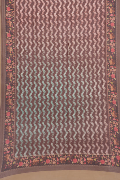 Satin Georgette Printed Brown Saree