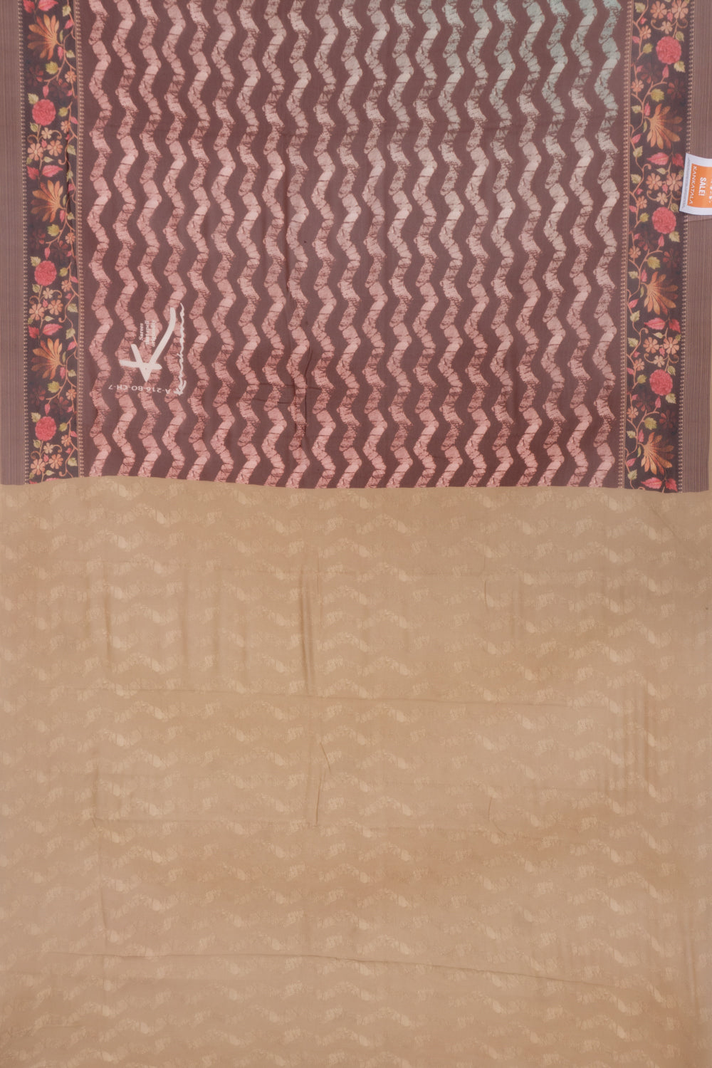 Satin Georgette Printed Brown Saree