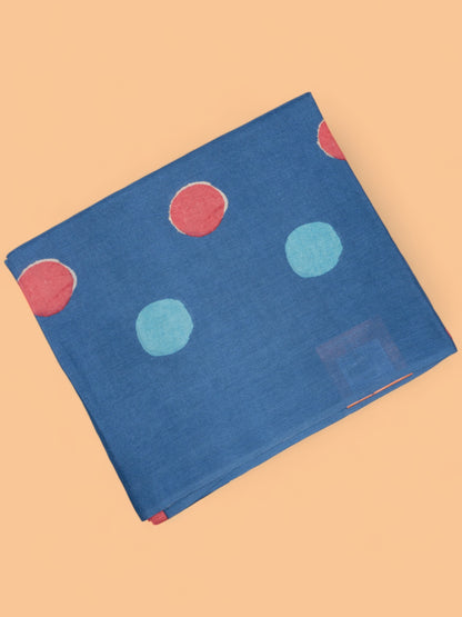 Tussar Polka Dot Printed Dark Blue Saree