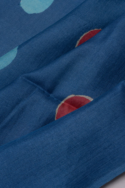 Tussar Polka Dot Printed Dark Blue Saree
