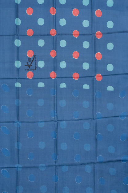 Tussar Polka Dot Printed Dark Blue Saree