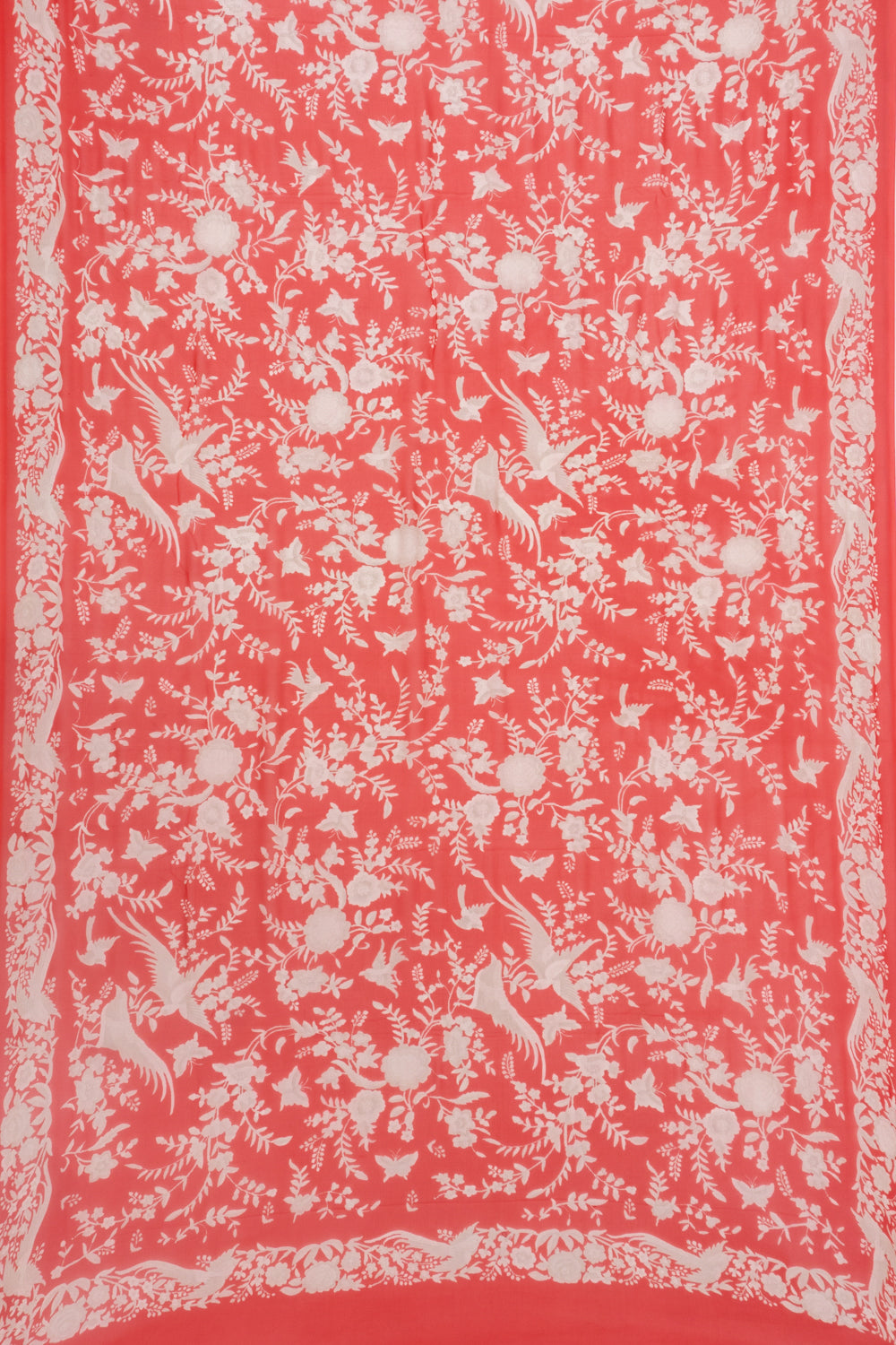 Satin Georgette Floral Printed Red Saree
