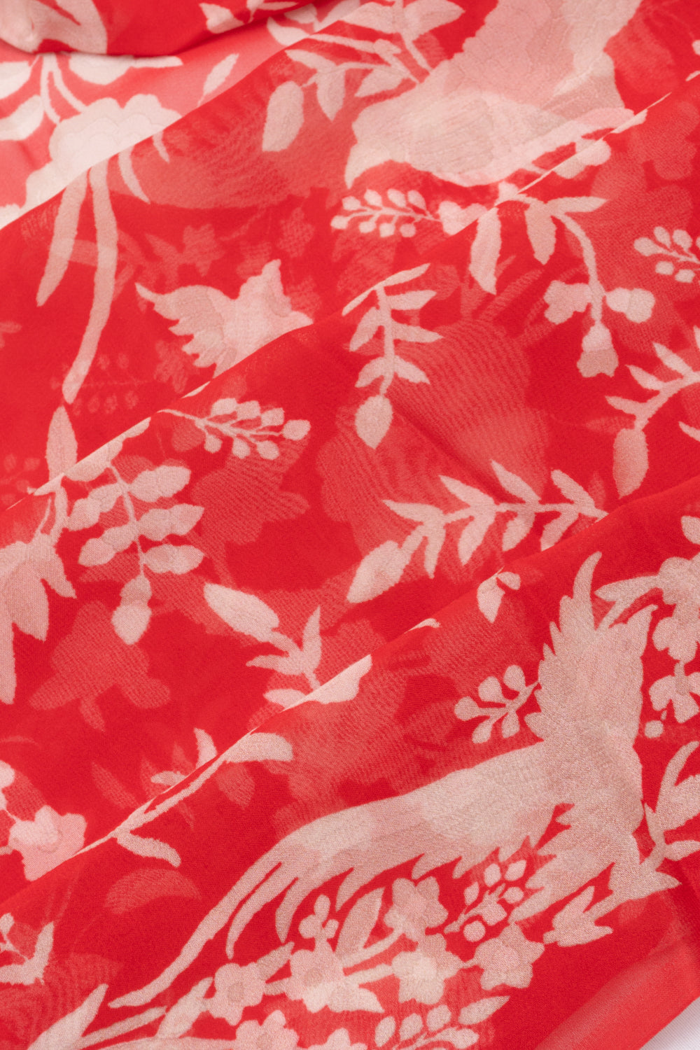 Satin Georgette Floral Printed Red Saree