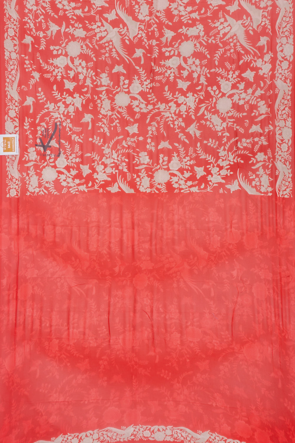 Satin Georgette Floral Printed Red Saree