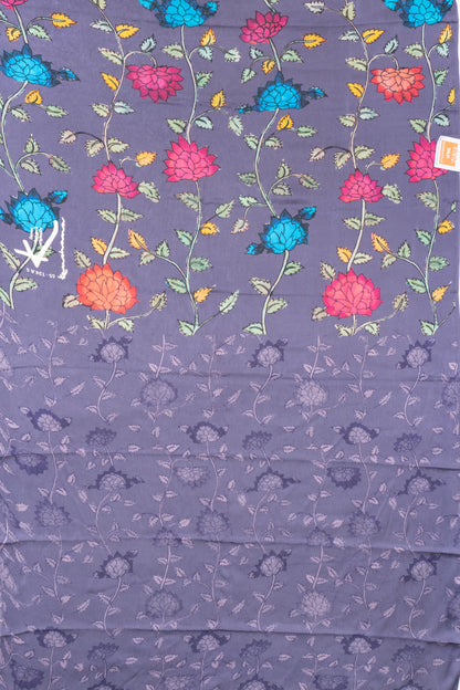 Satin Georgette Floral Printed Grey Saree