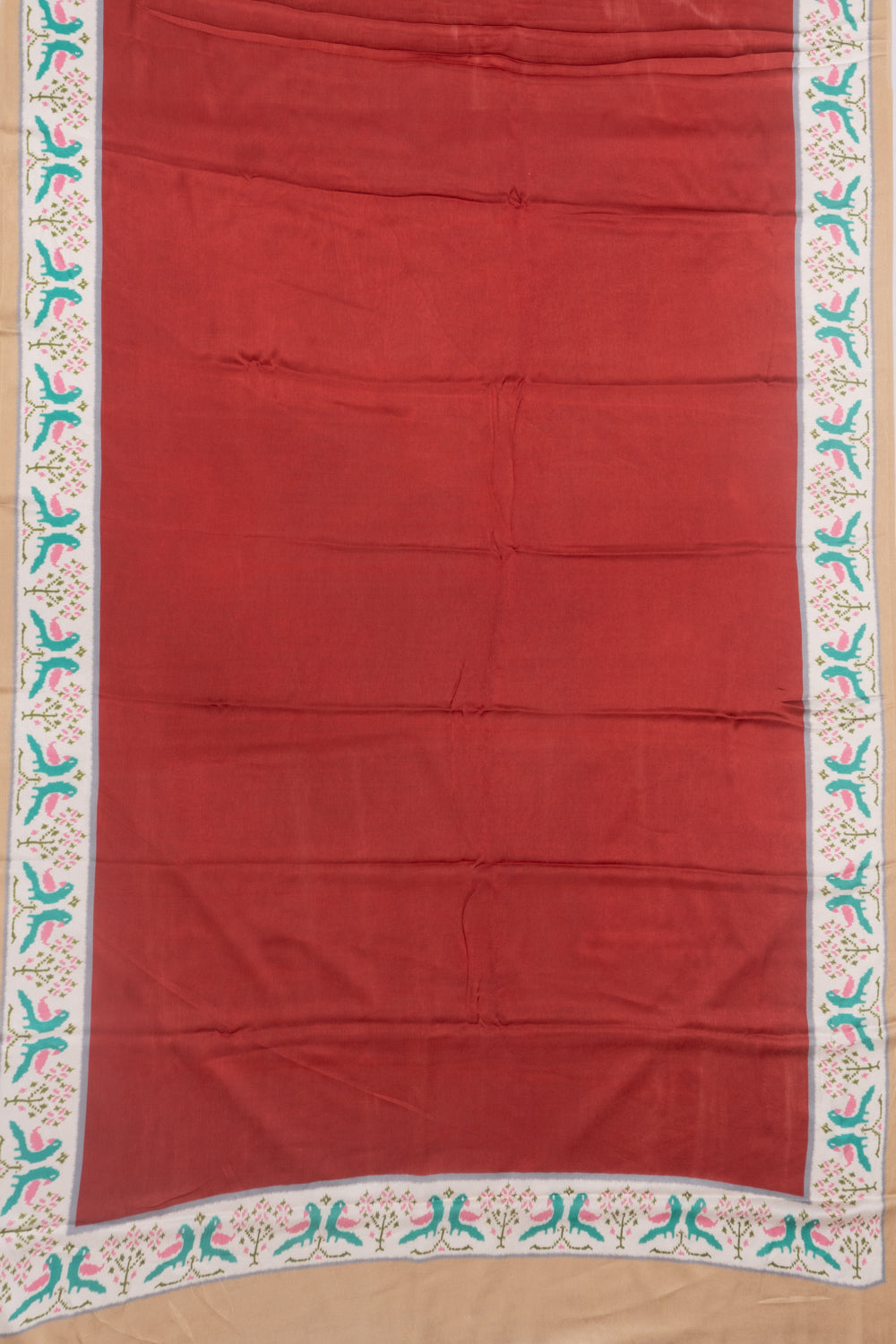 Satin Georgette Plain Red Saree