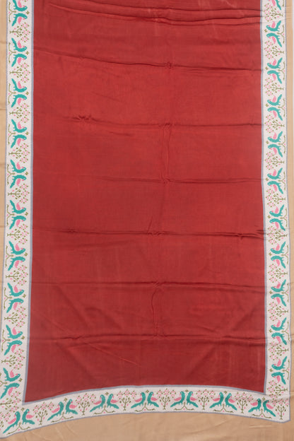 Satin Georgette Plain Red Saree