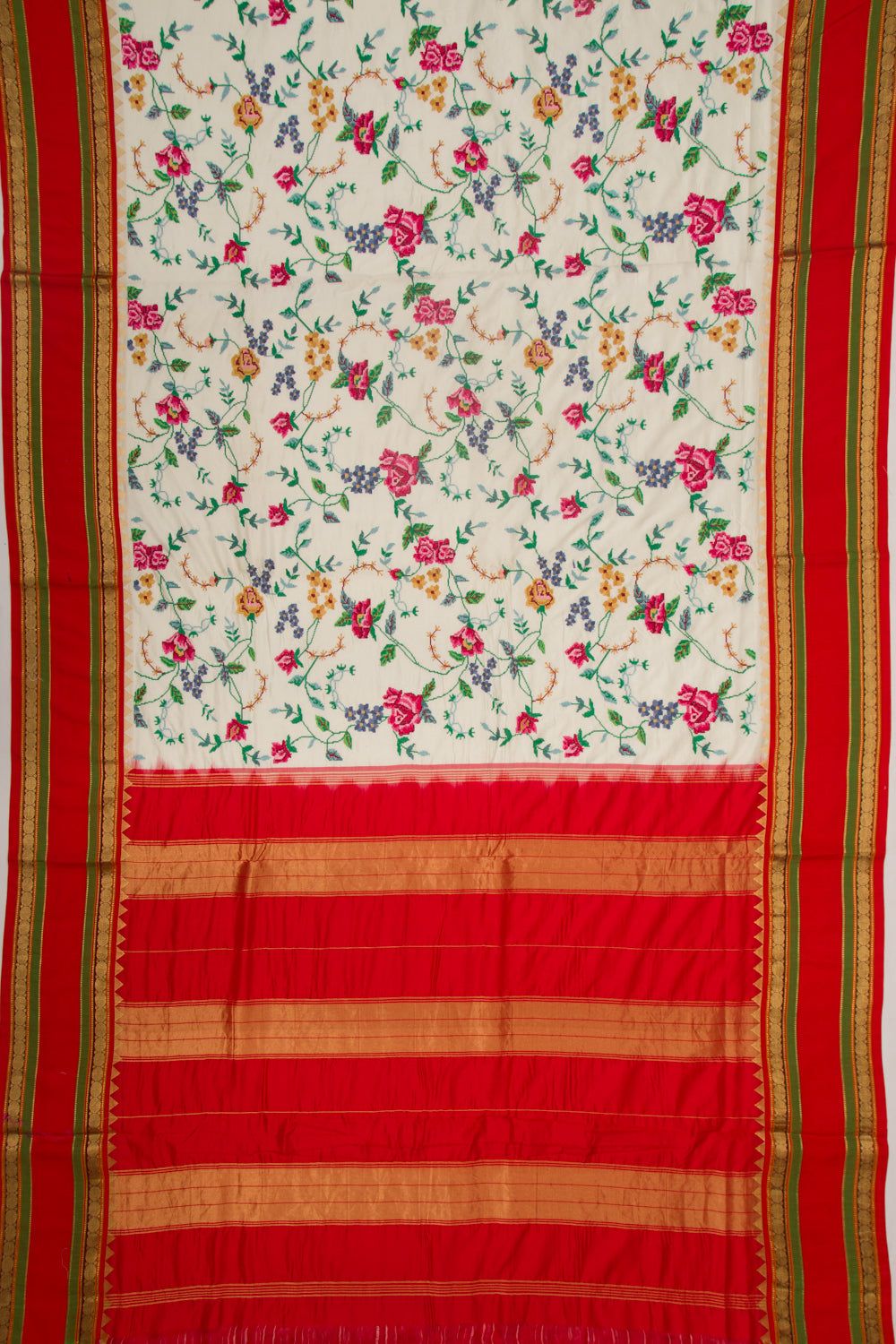 Soft Silk Embroidery White Saree