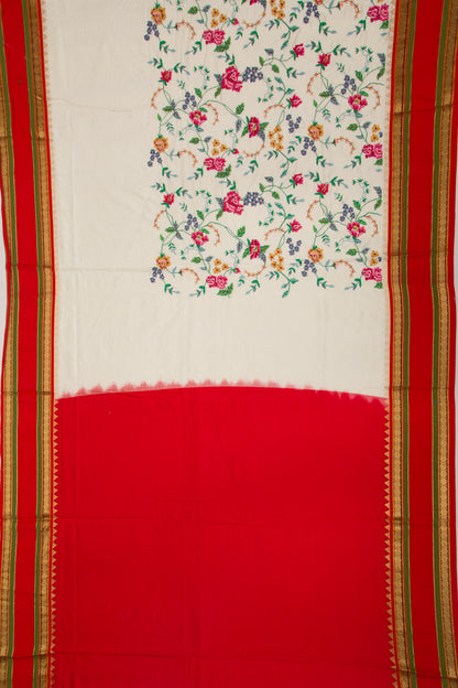 Soft Silk Embroidery White Saree