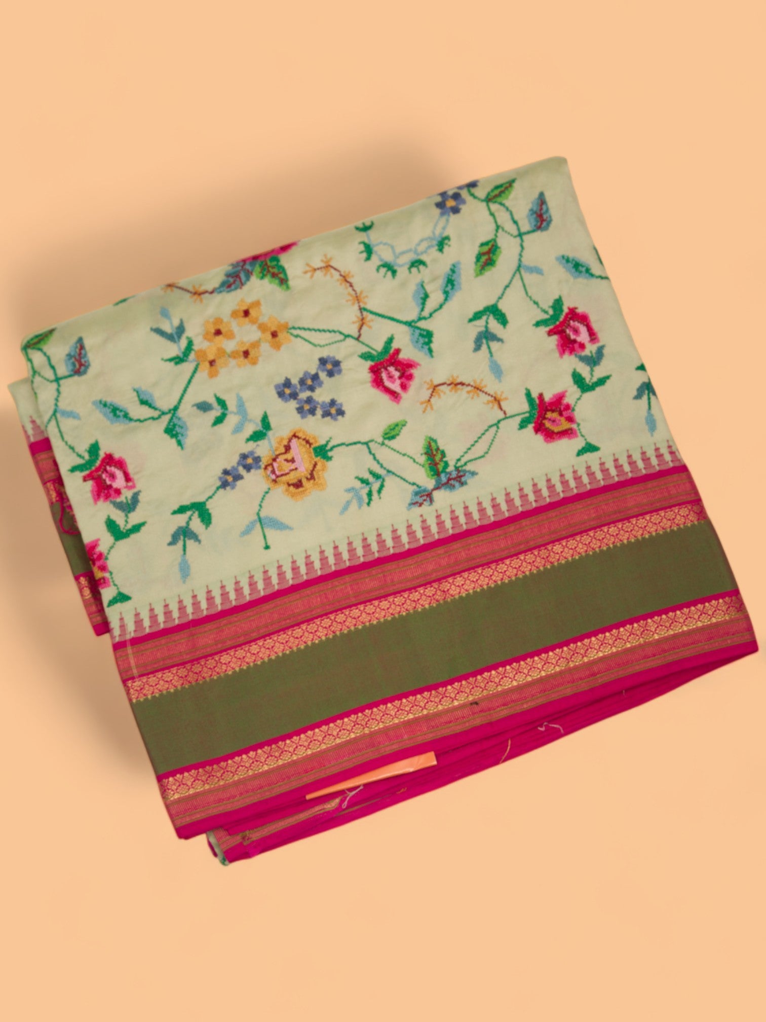 Soft Silk Embroidery Pastel Green Saree