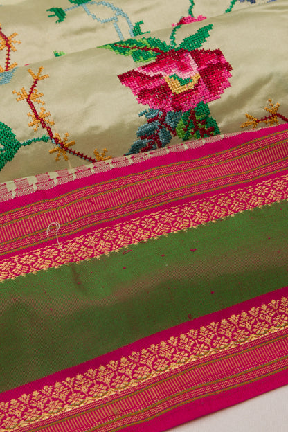 Soft Silk Embroidery Pastel Green Saree