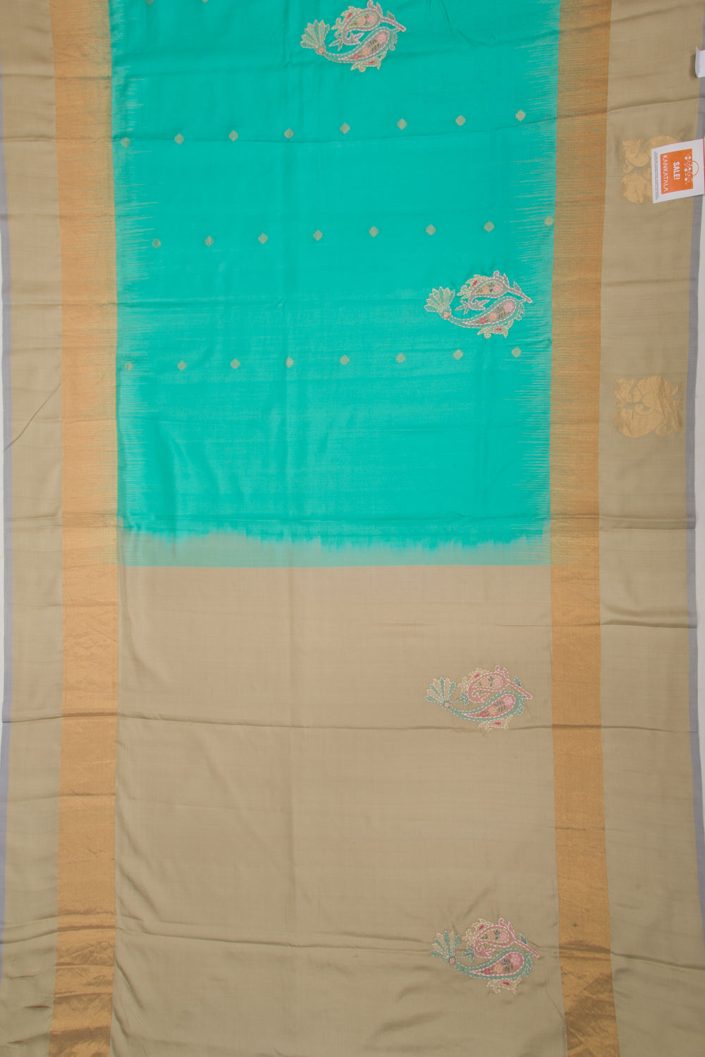 Soft Silk Embroidery Sea Green Saree