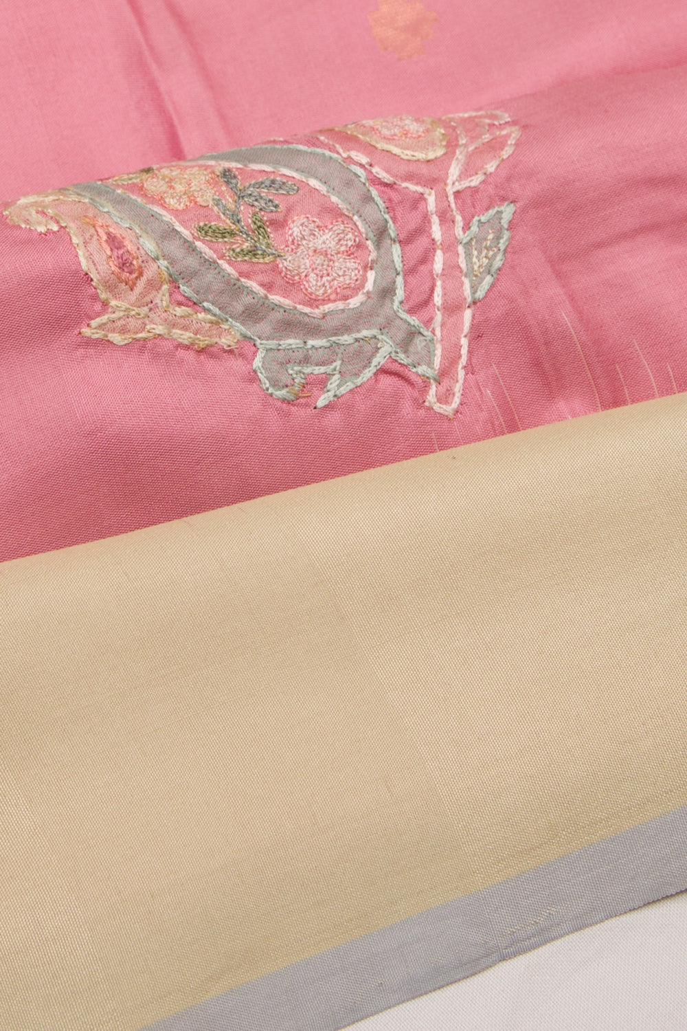 Soft Silk Embroidery Butta Pink Saree