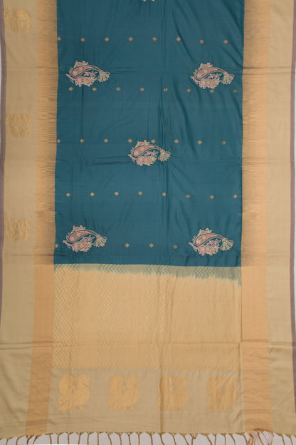 Soft Silk Embroidery Blue Saree