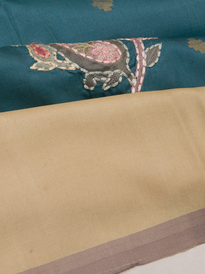 Soft Silk Embroidery Blue Saree
