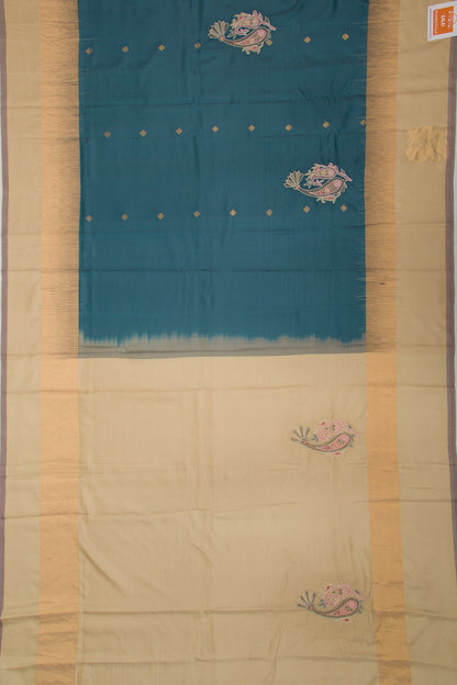 Soft Silk Embroidery Blue Saree