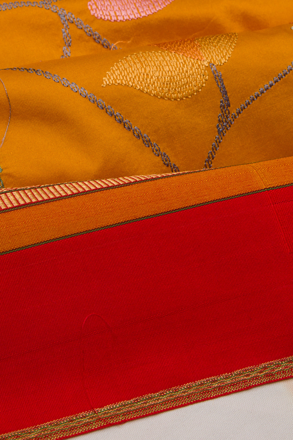 Soft Silk Embroidery Mustard Yellow Saree