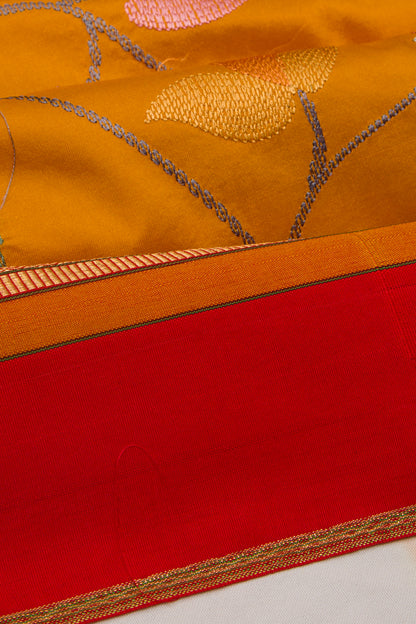 Soft Silk Embroidery Mustard Yellow Saree