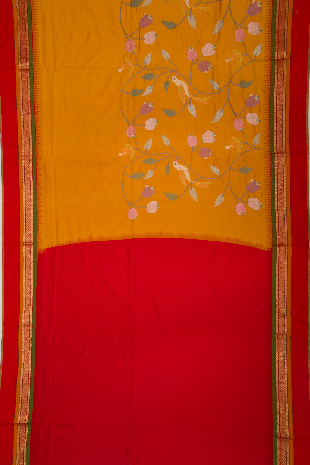 Soft Silk Embroidery Mustard Yellow Saree