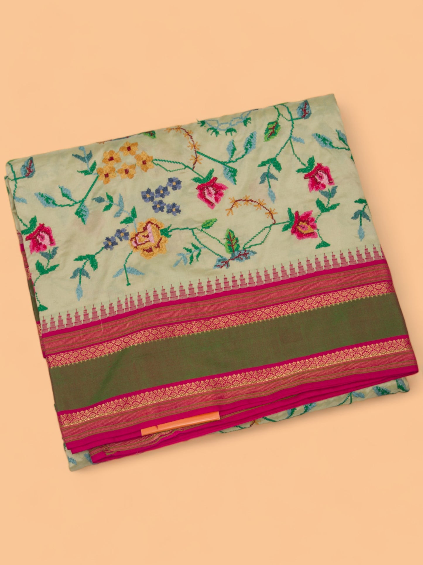 Soft Silk Embroidery Pastel Green Saree