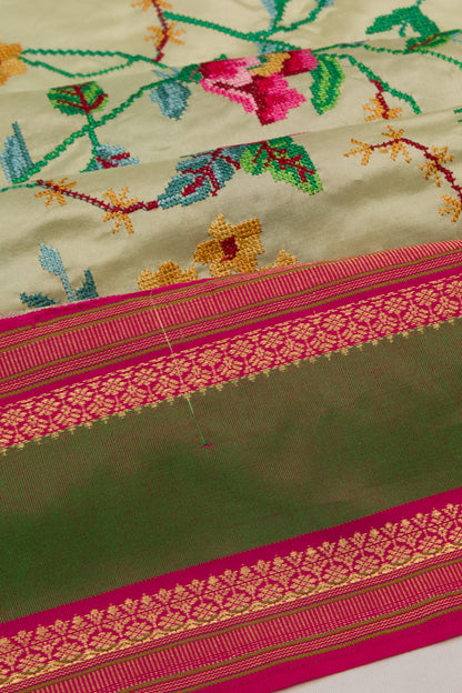 Soft Silk Embroidery Pastel Green Saree