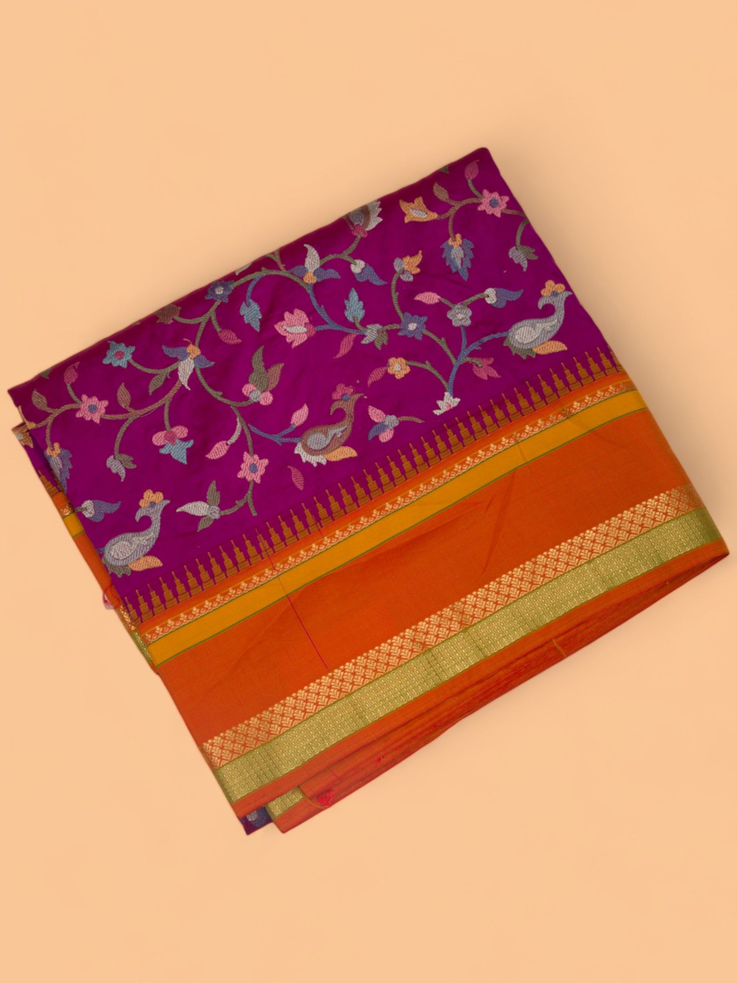 Soft Silk Embroidery Purple Saree