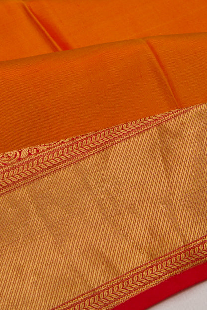 Soft Silk Embroidery Orange Saree