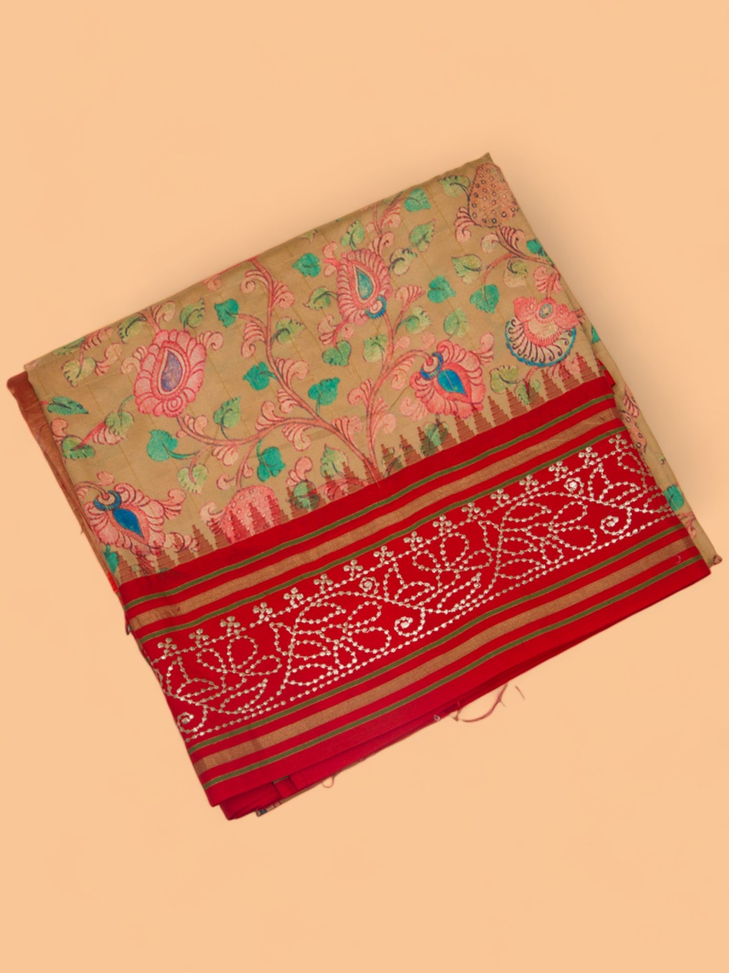 Soft Silk Printed Beige Saree